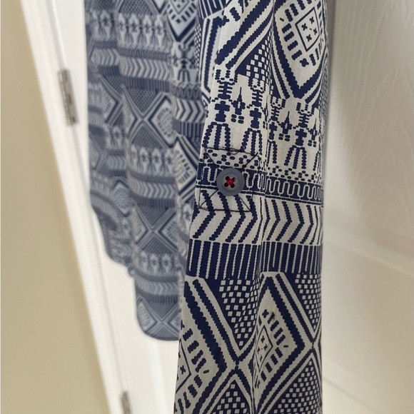 Tranquility Mayhem Blue Geometric Button-Up Shirt, Stylish, High Quality, LNC - Picture 7 of 10